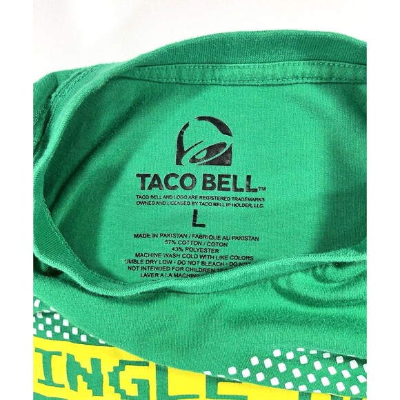 "Jingle Bells Taco Shells" Taco Bell Men's Green Christmas T-Shirt Size Large - Picture 4 of 10